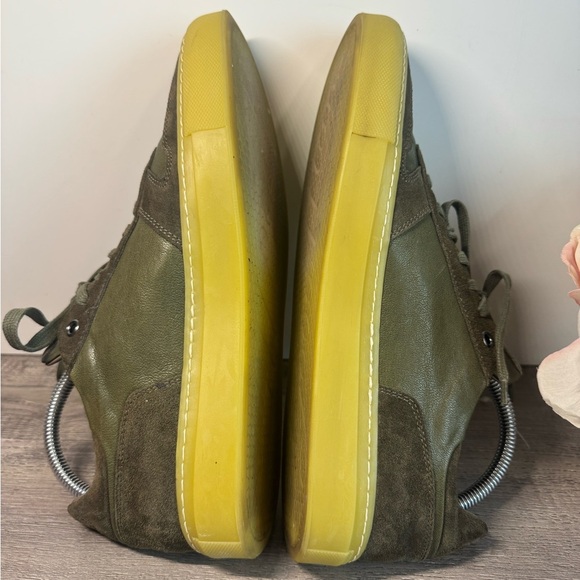 Goodman Modern London Edge Olive Green Leather Suede Snekers Mens 8 - Picture 8 of 12